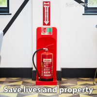 Fire extinguisher sign sticker – adhesive vinyl, 5-pack