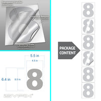 Number 8 vinyl sticker – reflective, 6 inch, in use