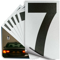 Number 7 black on reflective background, 6 inch vinyl sticker