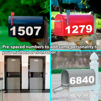 Vinyl number stickers – white, 6 inch, in use