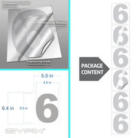Number 6 vinyl sticker – reflective, 6 inch, in use