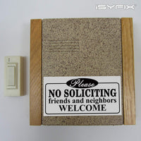 No soliciting sign sticker – white, size reference