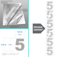 Number 5 vinyl sticker – reflective, 6 inch, in use