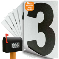 Number 3 black on reflective background, 3 inch vinyl sticker
