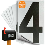 Number 4 black on reflective background, 3 inch vinyl sticker