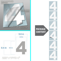 Number 4 vinyl sticker – white, 6 inch, in use