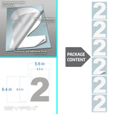 Number 2 vinyl sticker – white, 6 inch, in use