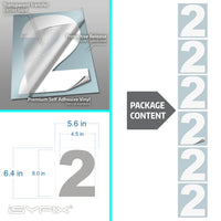 Number 2 vinyl sticker – white, 6 inch, in use