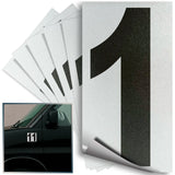 Number 1 black on reflective background, 4 inch vinyl sticker