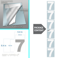 Number 7 vinyl sticker – white, 6 inch, in use
