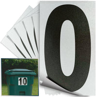 Number 0 black on reflective background, 5 inch vinyl sticker