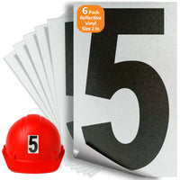 Number 5 black on reflective background, 2 inch vinyl sticker