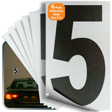 Number 5 black on reflective background, 6 inch vinyl sticker