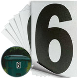 Number 6 black on reflective background, 5 inch vinyl sticker