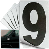 Number 9 black on reflective background, 4 inch vinyl sticker