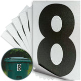 Number 8 black on reflective background, 5 inch vinyl sticker