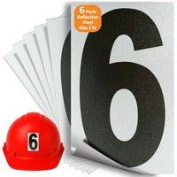 Number 6 black on reflective background, 2 inch vinyl sticker