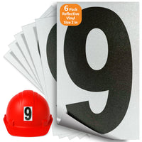 Number 9 black on reflective background, 2 inch vinyl sticker