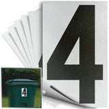 Number 4 black on reflective background, 5 inch vinyl sticker