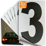 Number 3 black on reflective background, 6 inch vinyl sticker