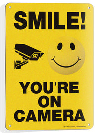 Smile You're on Camera Sign – Aluminum, Vinyl & Plastic