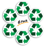 Recycle Sticker for Trash Can Bins, Sign Decal - 6 Pack 5 in – Premium Self-Adhesive Vinyl, Laminated for Weatherproof, UV Resistant, Encourage Recycling, Indoor and Outdoor.
