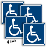 Handicap Signs Stickers Decal Symbol - 4 Pack, 3x3 inch - Premium Front Adhesive Vinyl for Applying Inside The Window or Glass Door, Disable Wheelchair Sign, Disability Sticker.